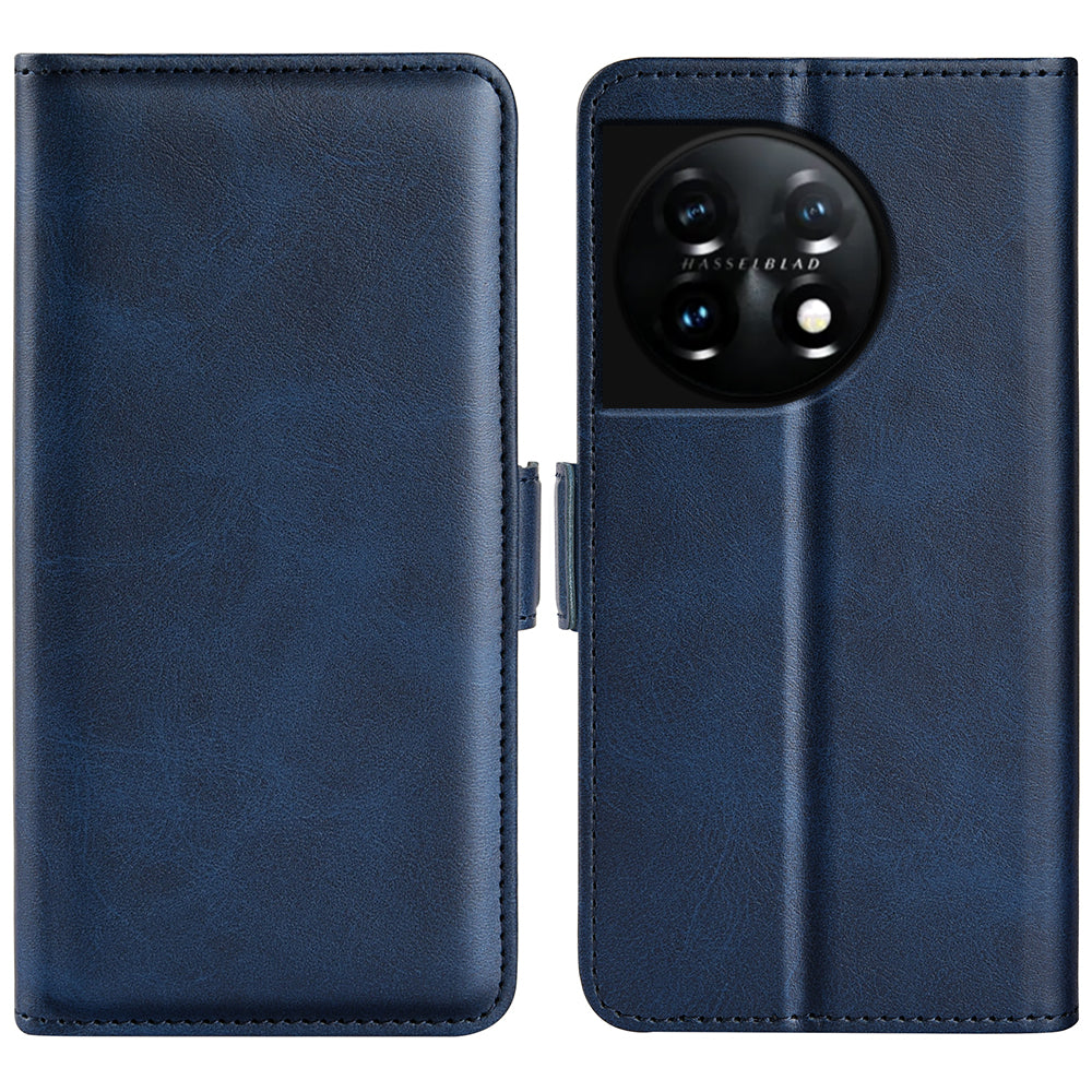 For OnePlus 11 5G Calf Texture PU Leather Phone Case Dual Magnetic Clasp Protective Cover with Stand Wallet For OnePlus 11 5G Calf Texture PU Leather Phone Case Dual Magnetic Clasp Protective Cover with Stand Wallet